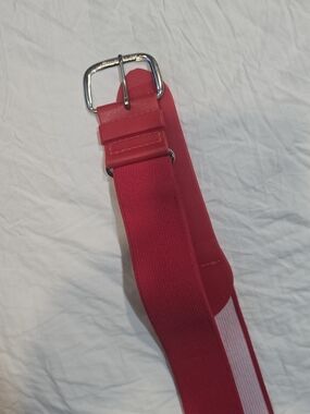 Stretch Elastic Red Men’s Belt with Silver Buckle